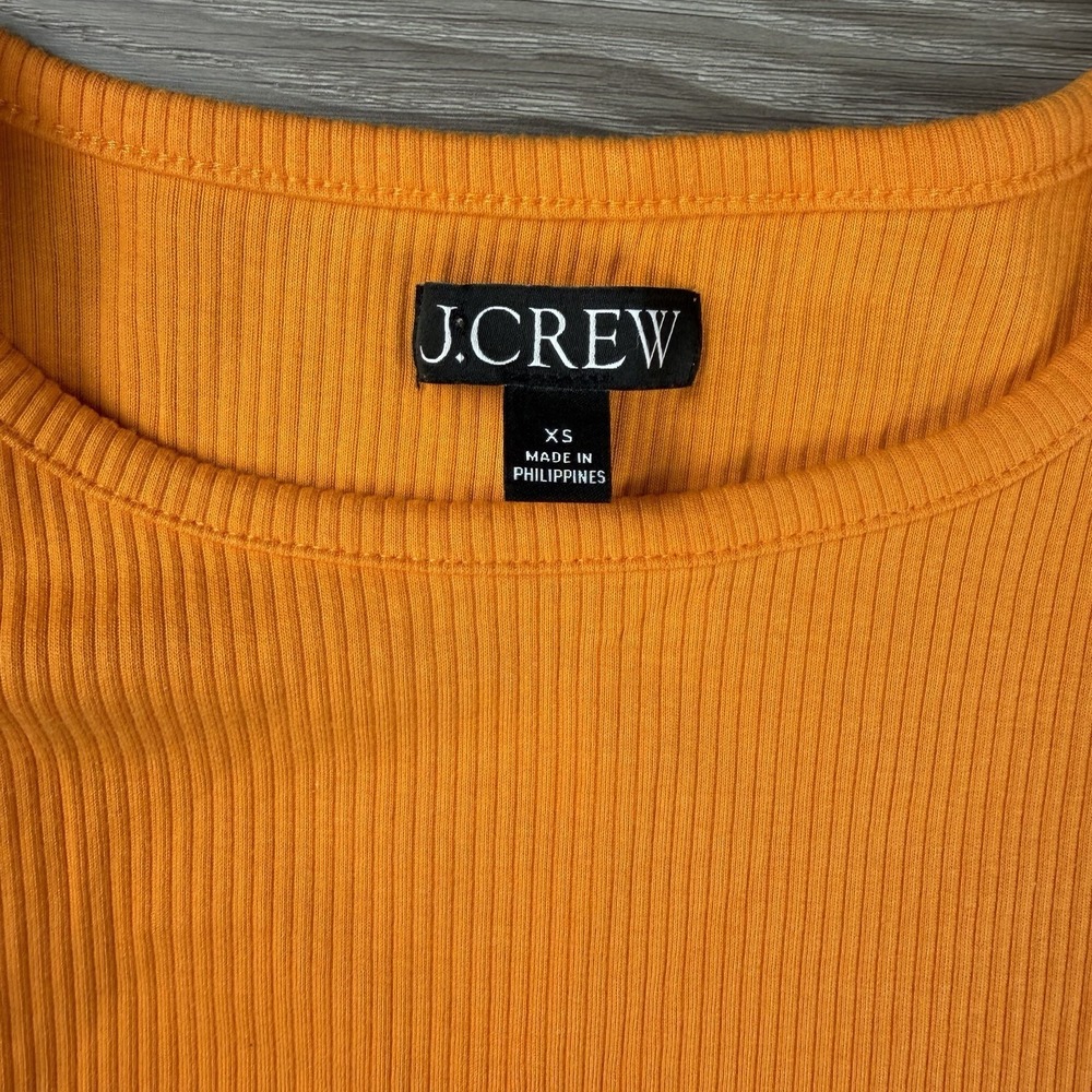 J Crew Women's Ribbed Ruffled‎ Shoulder Sleeveless Tank Orange XS - Picture 4 of 7